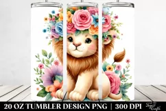 Cute Lion Flower Crown Tumbler Product Image 2
