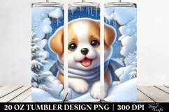 Winter Puppy Exiting Snowy Wall, Clipart 20 Oz Tumbler Product Image 2