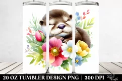 Colorful Sleeping Baby Otter | 20 Oz Tumbler Product Image 2