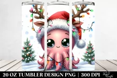 Winter Baby Octopus with Reindeer Horns, 20 Oz Tumbler Product Image 2