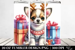 Expressive Chihuahua 20 Oz Tumbler with Reindeer Horns Product Image 2