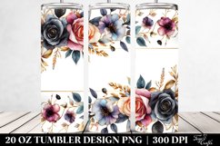 Colorful Black Roses Gold Insertions 20 Oz Tumbler Product Image 2