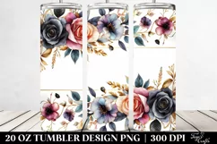 Colorful Black Roses Gold Insertions 20 Oz Tumbler Product Image 2