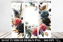 Colorful Black Roses Gold Insertions 20 Oz Tumbler Product Image 2