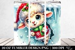 Excited Baby Lamb in Christmas Scene, Clipart 20 Oz Tumbler Product Image 2