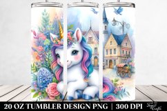 Colorful Baby Unicorn Village Square. 20 Oz Tumbler Design Product Image 2