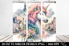 Colorful Baby Unicorn Village Square. 20 Oz Tumbler Design Product Image 2
