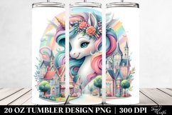 Colorful Baby Unicorn Village Square. 20 Oz Tumbler Design Product Image 2
