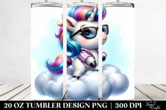Baby Unicorn Posing as Johny Bravo | 20 Oz Tumbler Product Image 2