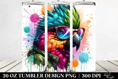 Vibrant Bird Sunglasses Paint Splashes. 20 Oz Tumbler Design Product Image 2