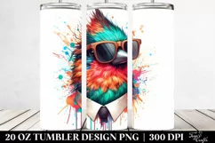 Vibrant Bird Sunglasses Paint Splashes. 20 Oz Tumbler Design Product Image 2