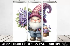 Detailed Cute Gnome Holding Flower Basket | 20 Oz Tumbler Product Image 2