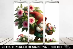 Digital Gnome Holding Impatiens Bouquet | 20 Oz Tumbler Product Image 2