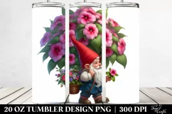 Digital Gnome Holding Impatiens Bouquet | 20 Oz Tumbler Product Image 2