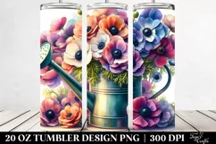 Colorful Watering Can with Anemone | 20 oz Tumbler Product Image 2