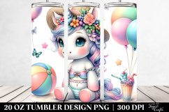 Cute Baby Unicorn with Beachwear | 20 Oz Tumbler Product Image 2