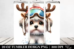 Expressive Havanese 20 Oz Tumbler Wearing Reindeer Horns Product Image 2