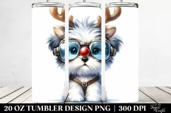 Expressive Havanese 20 Oz Tumbler Wearing Reindeer Horns Product Image 2