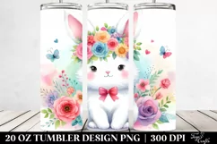 Cartoon-Style Rabbit with Flower Crown | 20 oz Tumbler Product Image 2