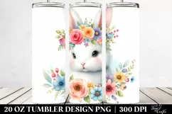 Cartoon-Style Rabbit with Flower Crown | 20 oz Tumbler Product Image 2
