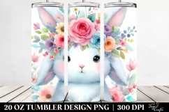 Cartoon-Style Rabbit with Flower Crown | 20 oz Tumbler Product Image 2