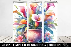 Colorful Pot with Calla Lily | 20 oz Tumbler Product Image 2