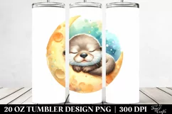 Colorful Baby Otter Sleeping on Moon | 20 Oz Tumbler Product Image 2