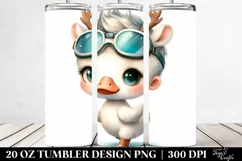 Expressive Swan 20 Oz Tumbler Wearing Reindeer Horns Product Image 2