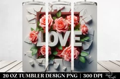 3D Text in Rose Bouquet Clipart 20 Oz Tumbler Product Image 2
