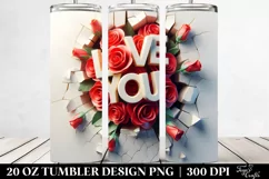 3D Text in Rose Bouquet Clipart 20 Oz Tumbler Product Image 2