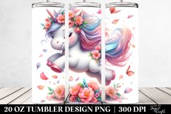 Baby Unicorn Tumbling with Spring Petals | 20 Oz Tumbler Product Image 2