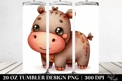 Vibrant Watercolor Plush Hippo | 20 Oz Tumbler Product Image 2