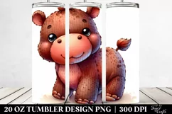 Vibrant Watercolor Plush Hippo | 20 Oz Tumbler Product Image 2
