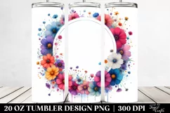 20 Oz Tumbler Sublimation | Cosmos Watercolor Frame Design Product Image 2