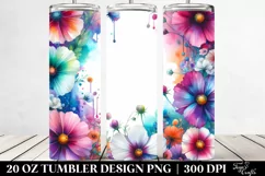 Vibrant Watercolor Frame with Cosmos | 20 oz Tumbler Product Image 2