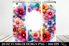 Vibrant Watercolor Frame with Cosmos | 20 oz Tumbler Product Image 2