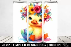Cute Duck with Flower Crown 20 oz Tumbler Product Image 2