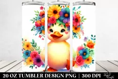 Cute Duck with Flower Crown 20 oz Tumbler Product Image 2