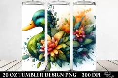Vibrant Watercolor Duck. 20 Oz Tumbler Design Product Image 2
