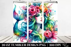 Vibrant Mermaid Floral Wreath Tumbler Product Image 2