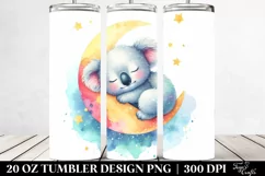 Colorful Koala Sleeping Moon Watercolor | 20 Oz Tumbler Product Image 2