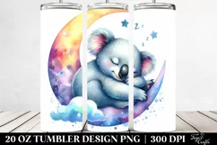 Colorful Koala Sleeping Moon Watercolor | 20 Oz Tumbler Product Image 2