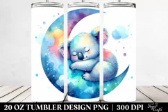 Colorful Koala Sleeping Moon Watercolor | 20 Oz Tumbler Product Image 2