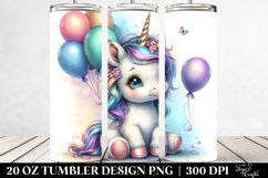 Cute Baby Unicorn Baloons Watercolor | 20 Oz Tumbler Product Image 2