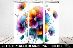 20 Oz Tumbler Sublimation | Glossy Pansy | Watercolor Product Image 2