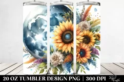 Colorful Half Moon and Sunflowers Design | 20 oz Tumbler Product Image 2