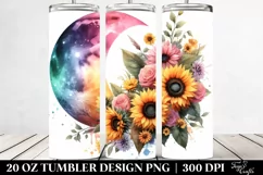 Colorful Half Moon and Sunflowers Design | 20 oz Tumbler Product Image 2