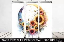 Colorful Half Moon and Sunflowers Design | 20 oz Tumbler Product Image 2
