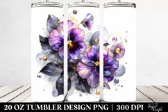 Stained Violet Shiny Marble Watercolor | 20 Oz Tumbler Product Image 2