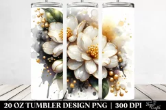 20 Oz Tumbler Sublimation | Shiny Jasmine with Golden Product Image 2